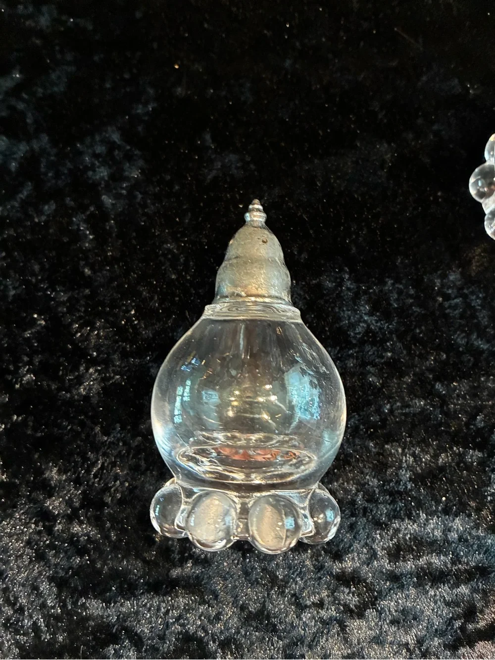 Pair of Clear Glass Salt & Pepper Shakers with Bubble Bases